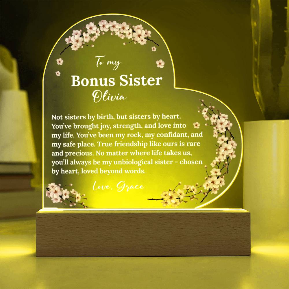Bonus Sister in Heart Acrylic Heart Plaque
