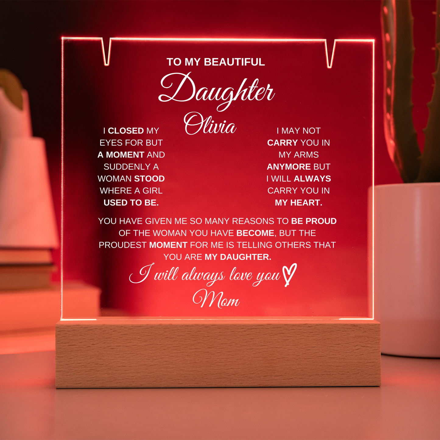 Daughter Heart Necklace & Lighted Jewelry Holder Plaque