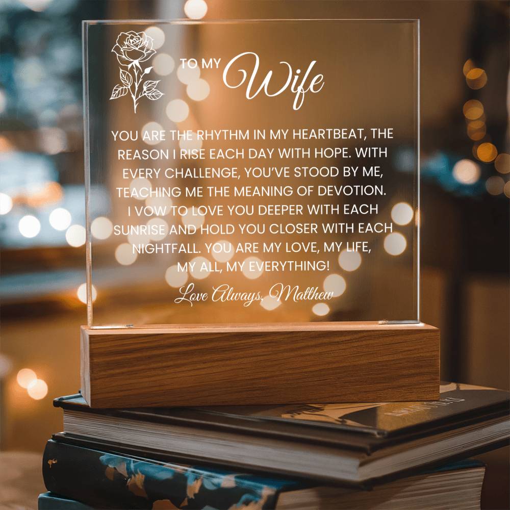 Wife Rose Plaque Gift