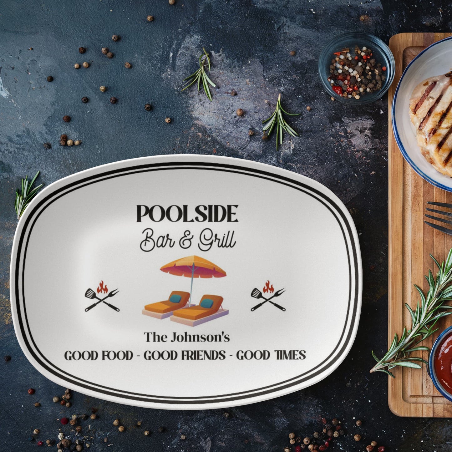Personalized Poolside Bar and Grill BBQ Grilling Plate