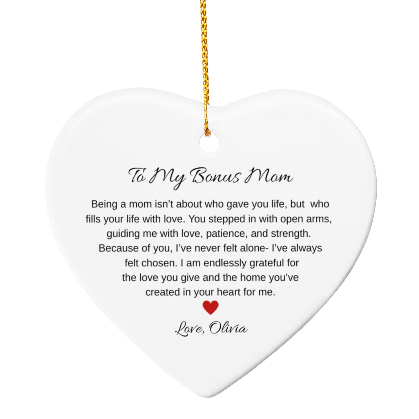 To My Second Mom Ceramic Heart Ornament