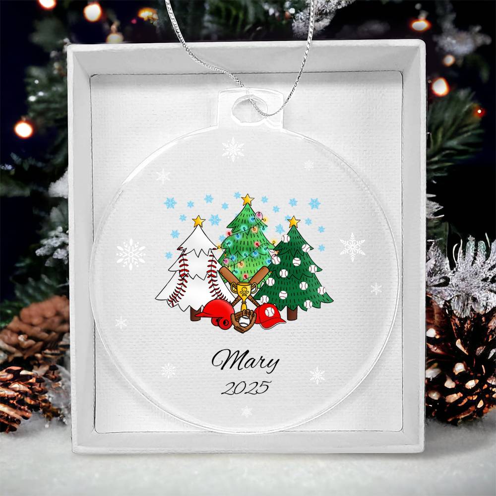 Baseball Christmas Trees Acrylic Ornament Plaque