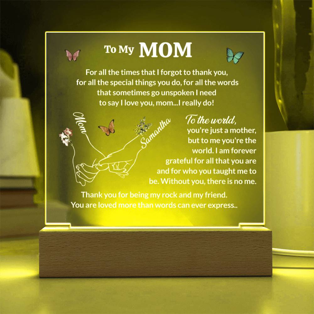 Personalized Mom and Daughter Birthflower Led Lighted Plaque Gift