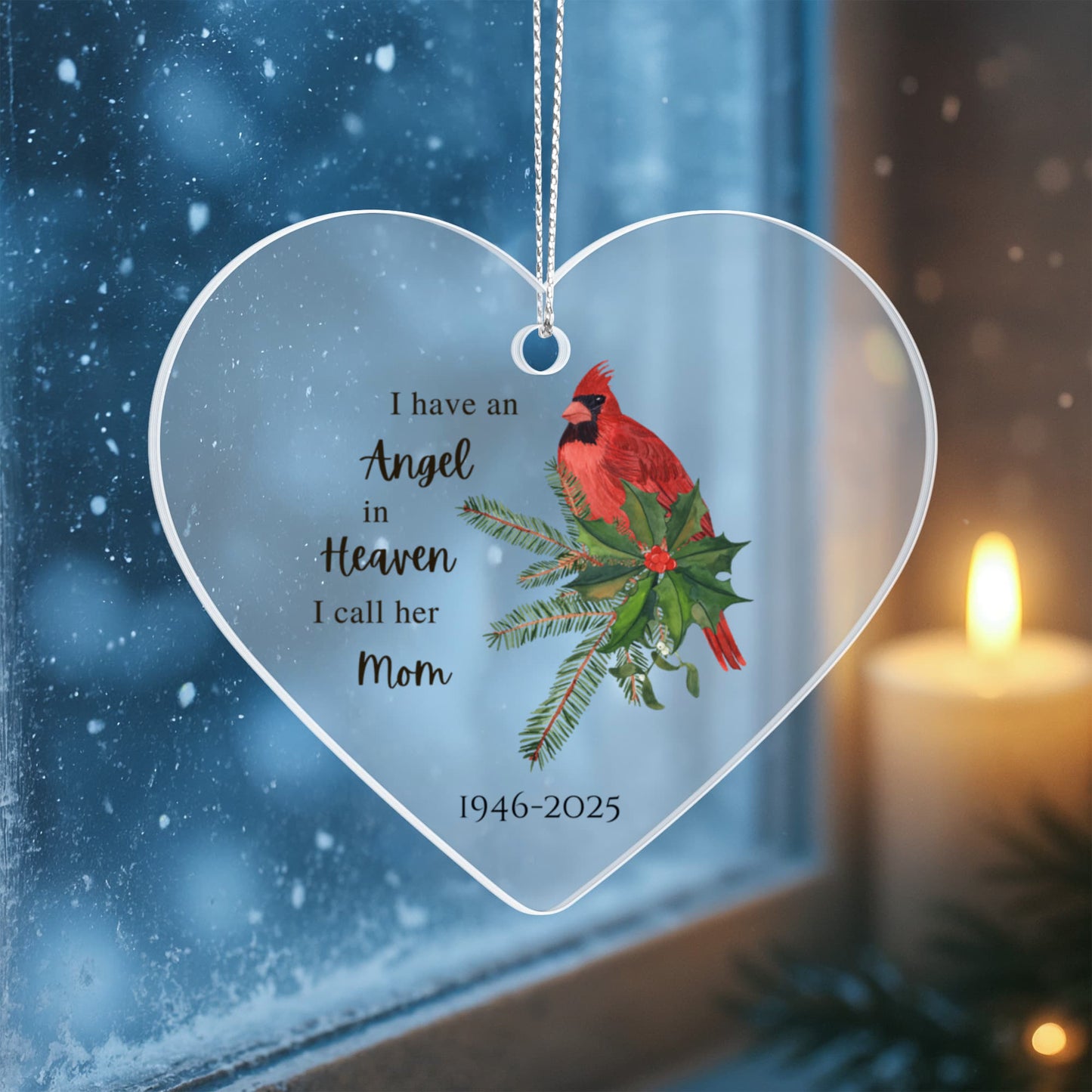 Angel Remembrance Ornaments Loss of Parents Acrylic Heart Ornament