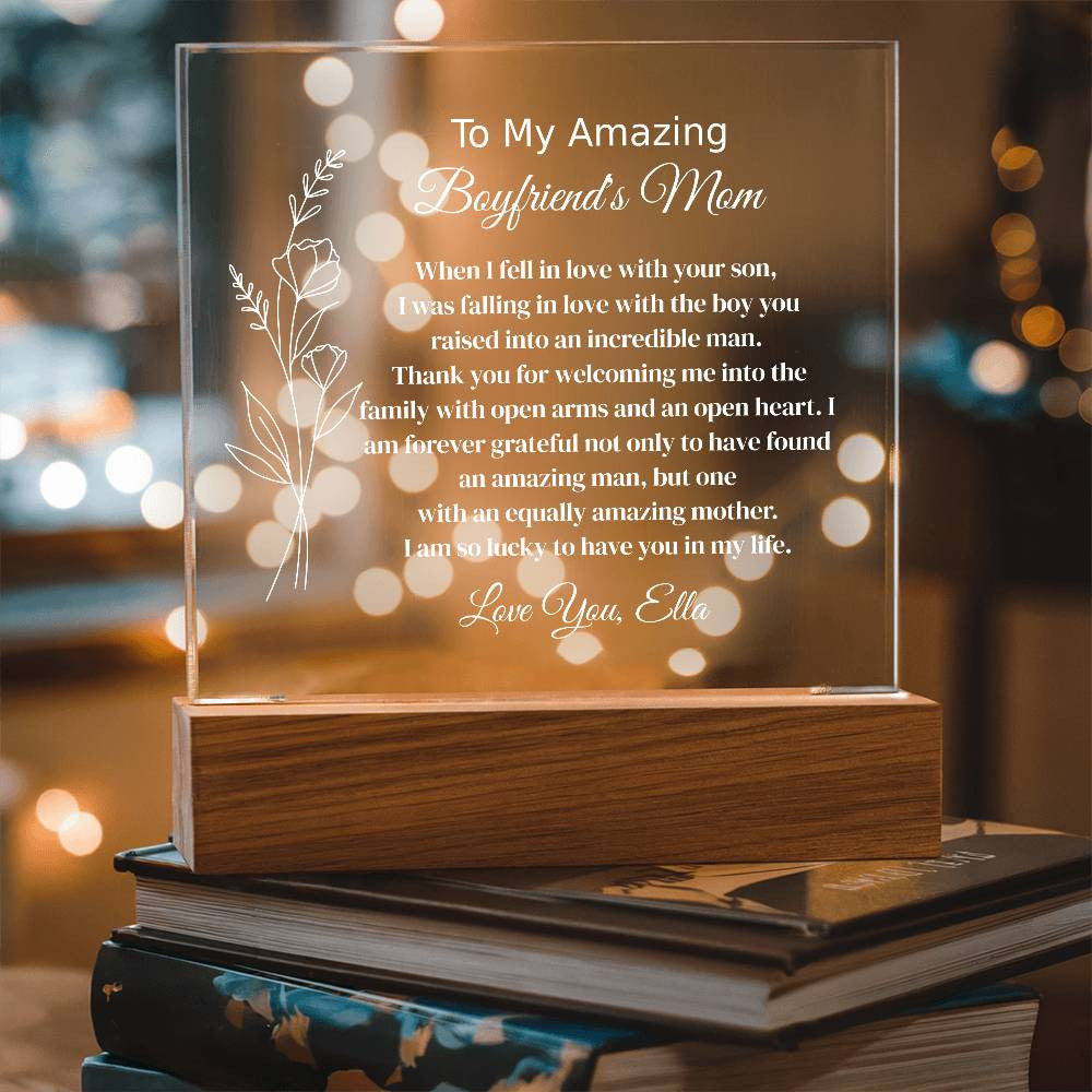 Personalized Boyfriend's Mom Lighted Plaque