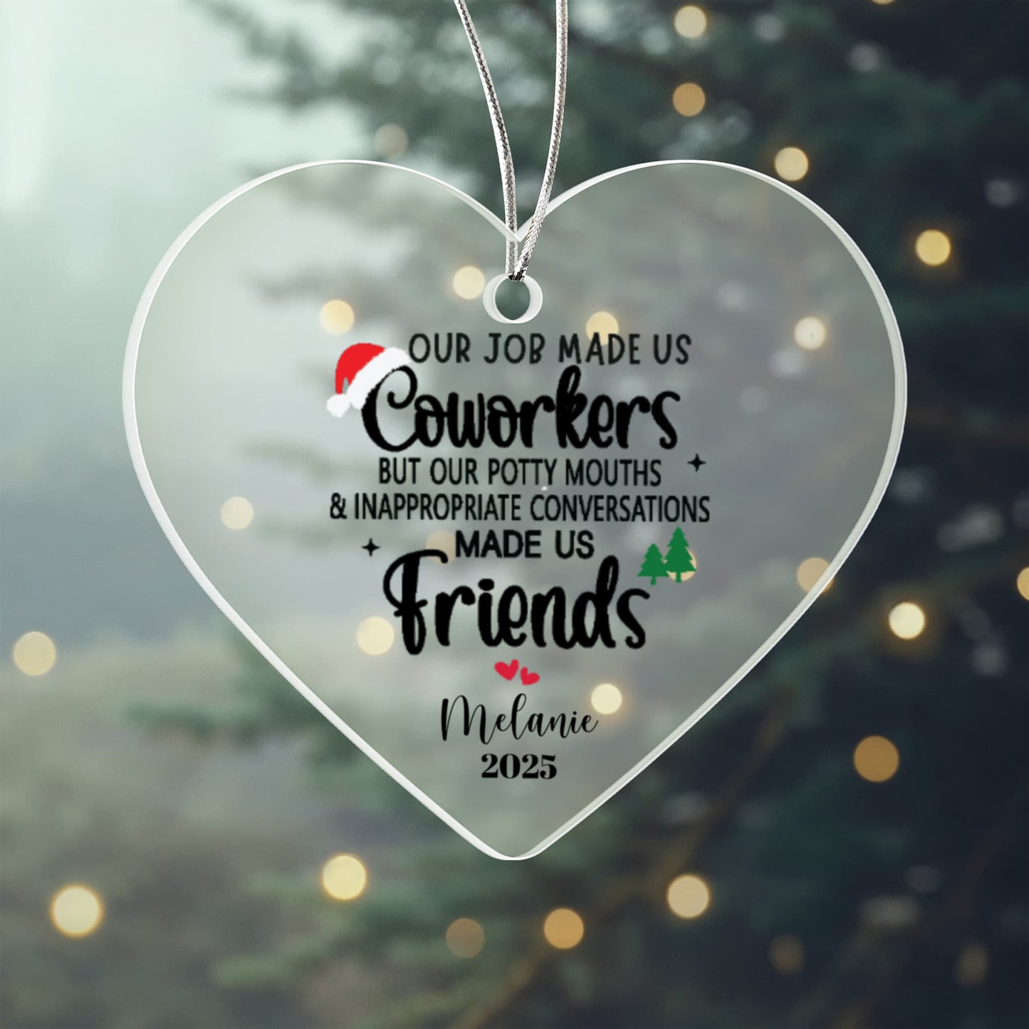 Coworker Acrylic Heart or Round Ornament