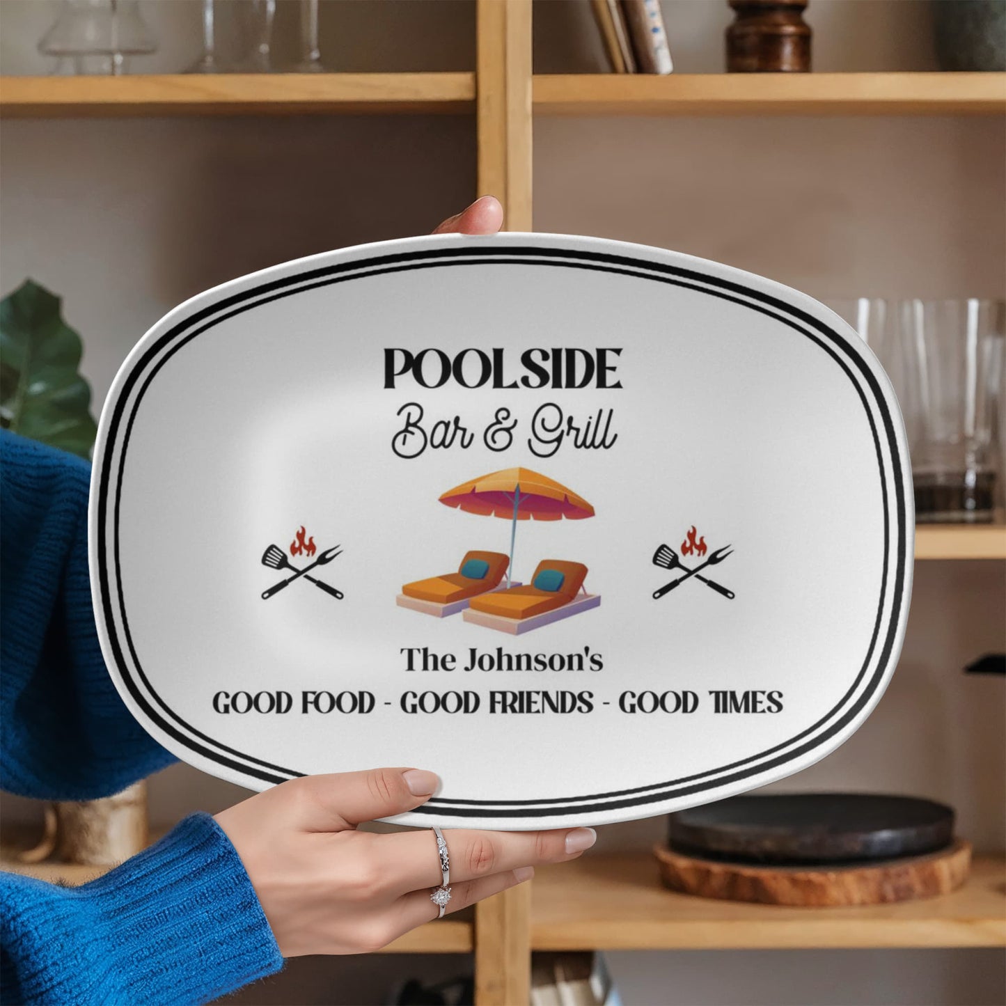 Personalized Poolside Bar and Grill BBQ Grilling Plate