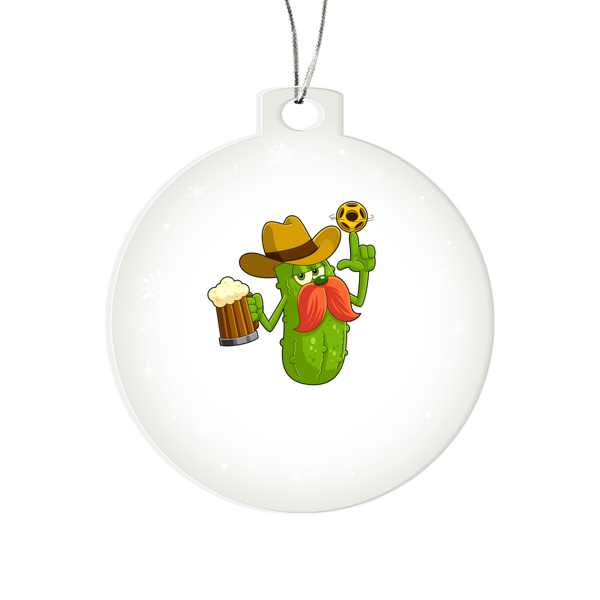 Pickleball Cowboy Beer Christmas Ornament