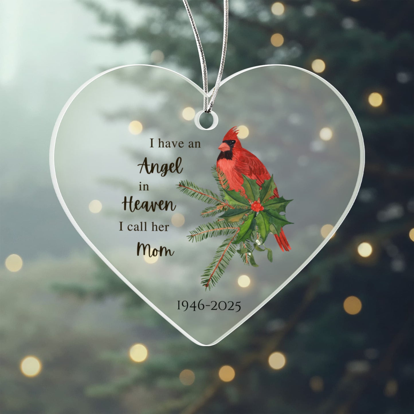 Angel Remembrance Ornaments Loss of Parents Acrylic Heart Ornament