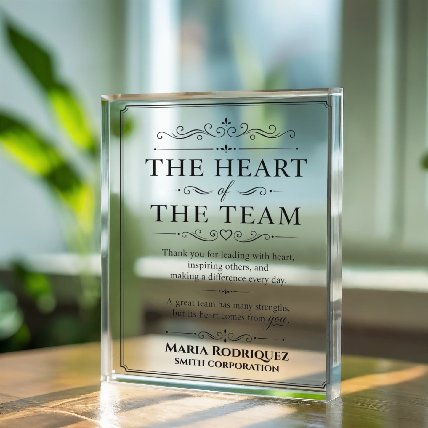 The Heart of The Team Inspirational Acrylic Plaque Award
