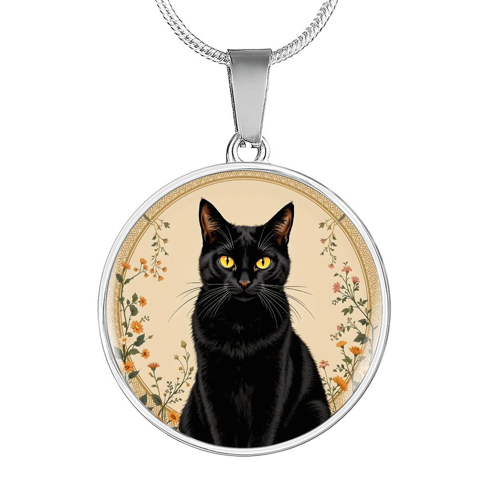 Personalized Black Cat Pendant Necklace