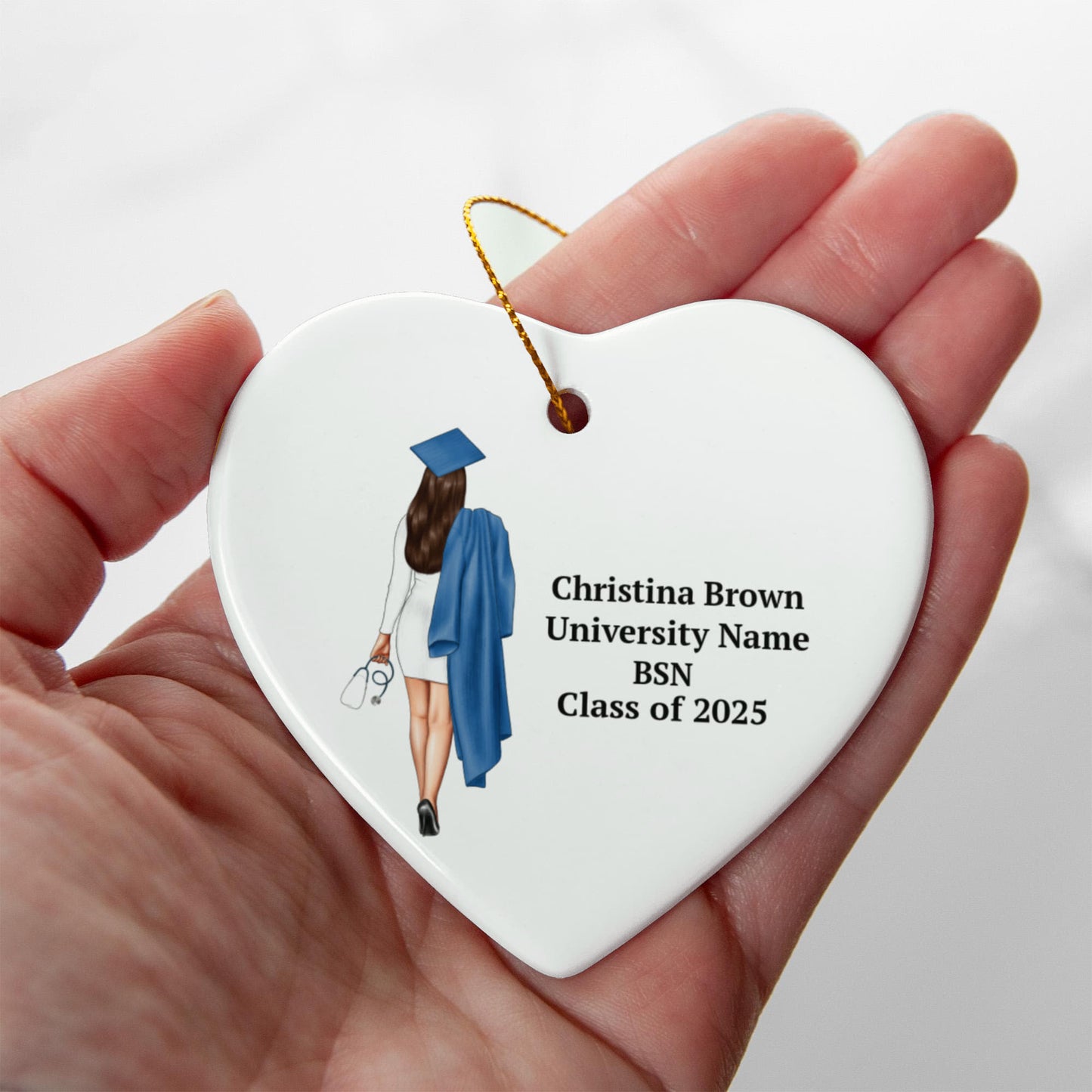 Nurse Graduation Ceramic Heart Ornament