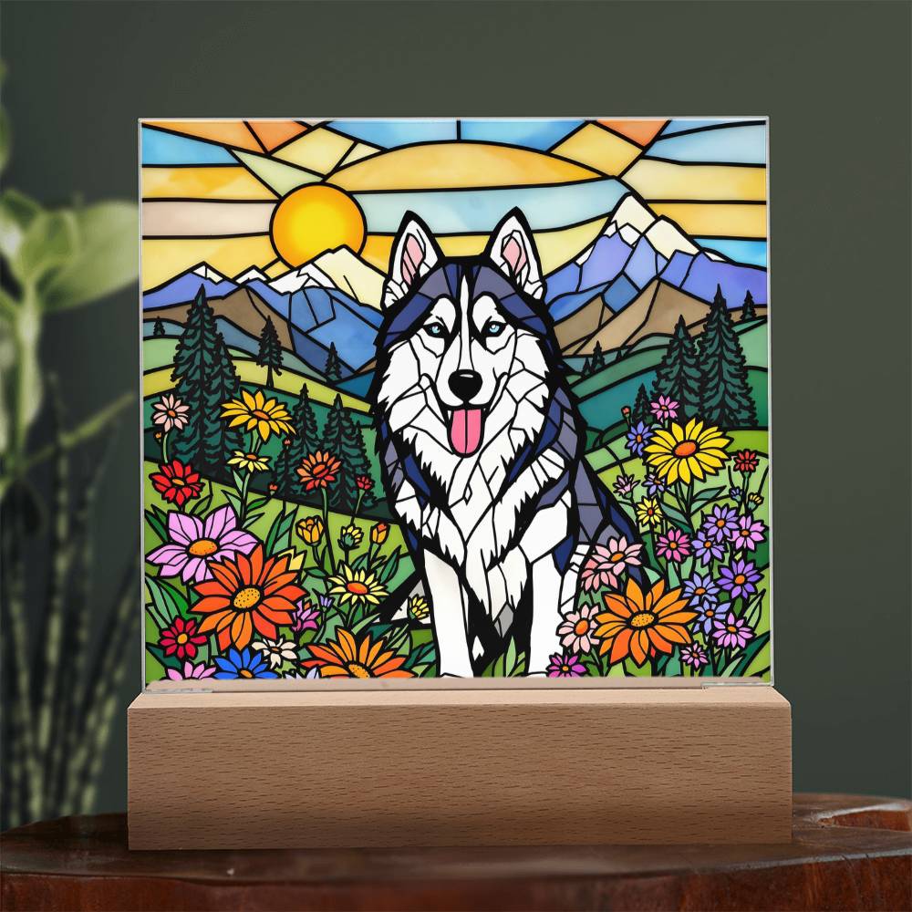Husky Dog Lighted Plaque