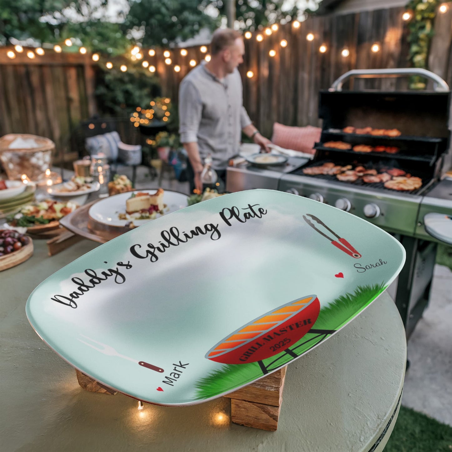 Dad's Grilling Plate 10”x14” Platter - Personalized with Kids Names