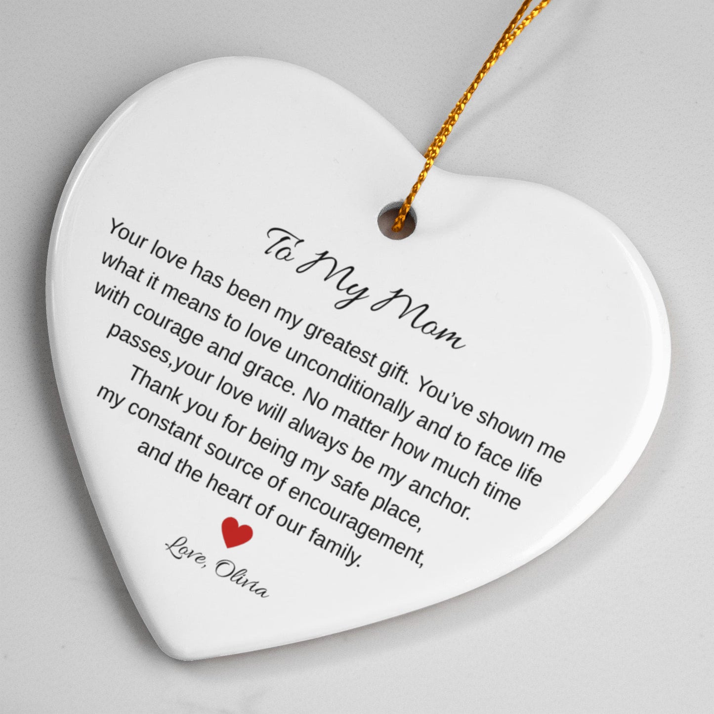 To My Mom Ceramic Heart Ornament