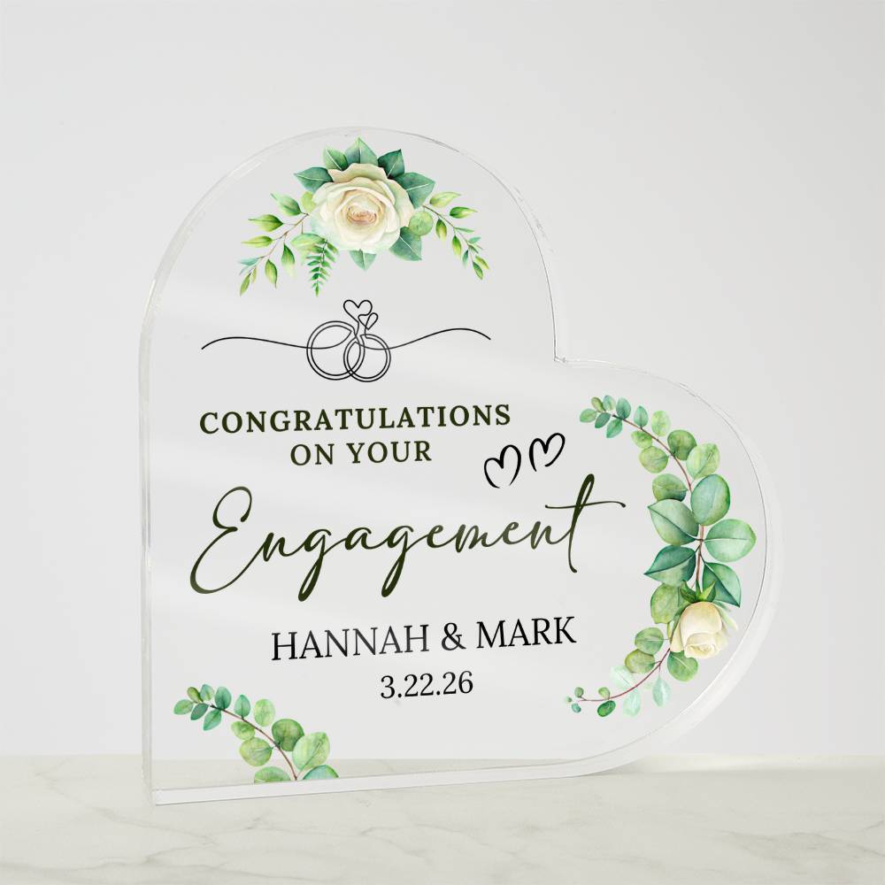 Engagement Gift Acrylic Heart Plaque