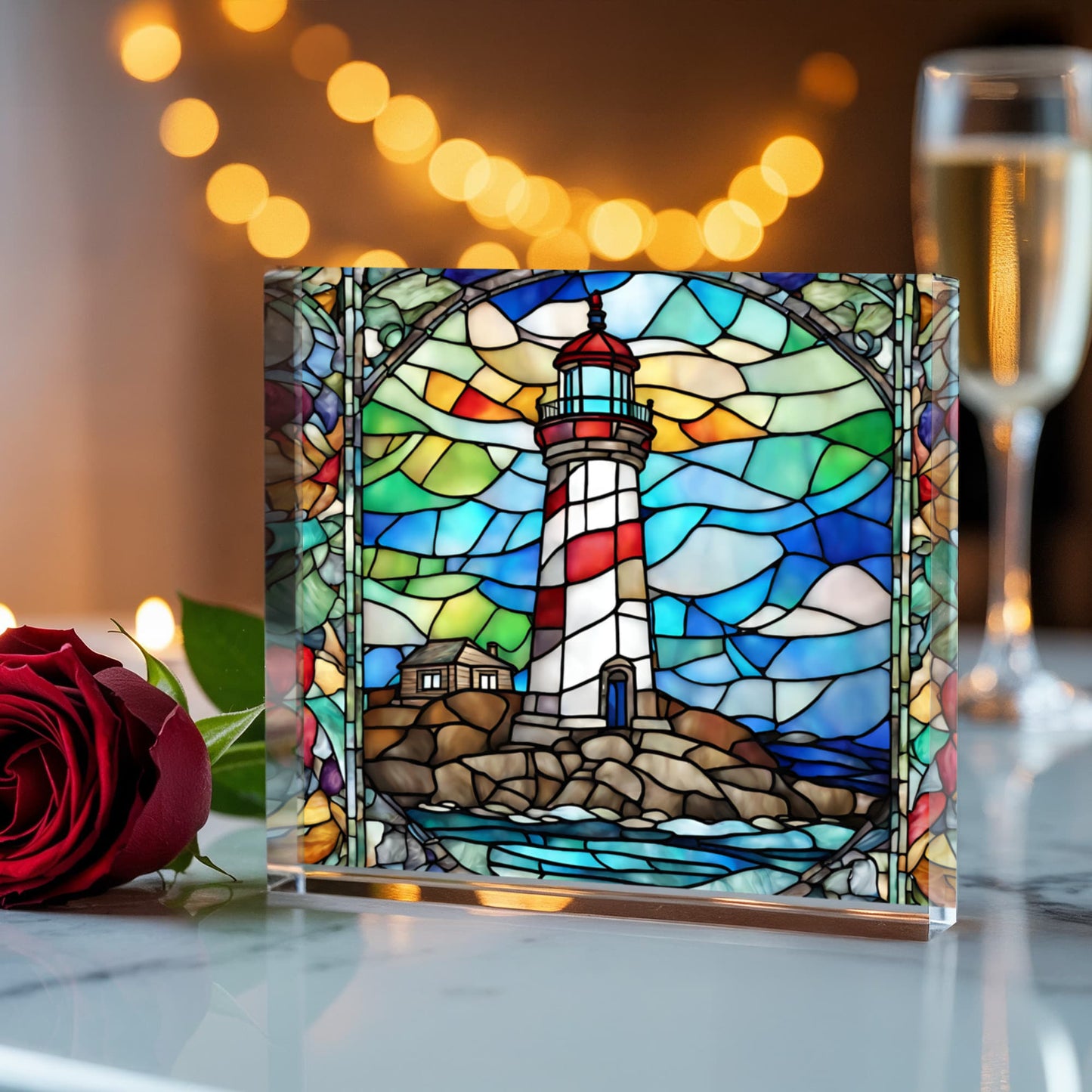 Lighthouse Stained Glass Acrylic Decor