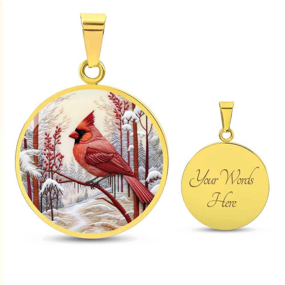 Carinal Round Pendant Necklace in Gold or silver