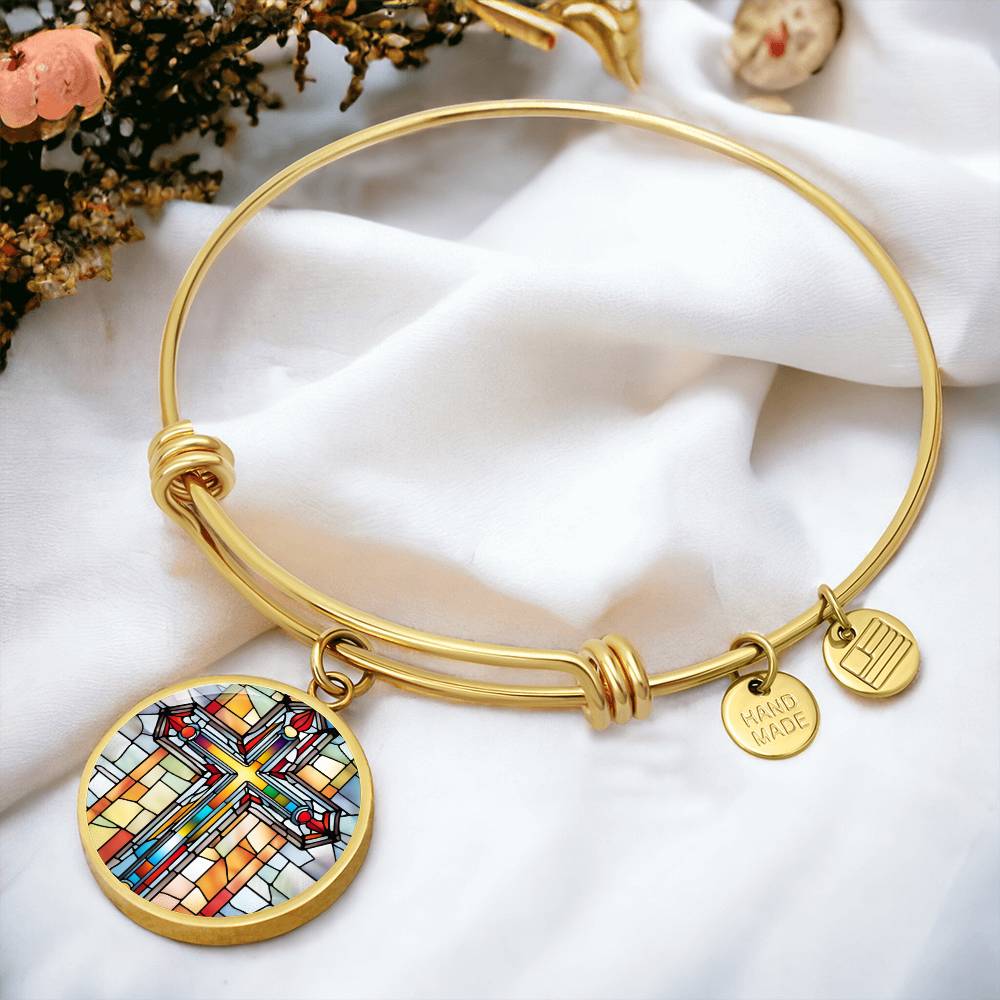 Stained Glass Cross Pendant Necklace