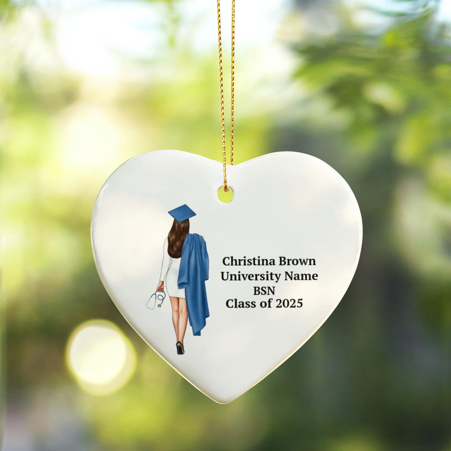 Nurse Graduation Ceramic Heart Ornament