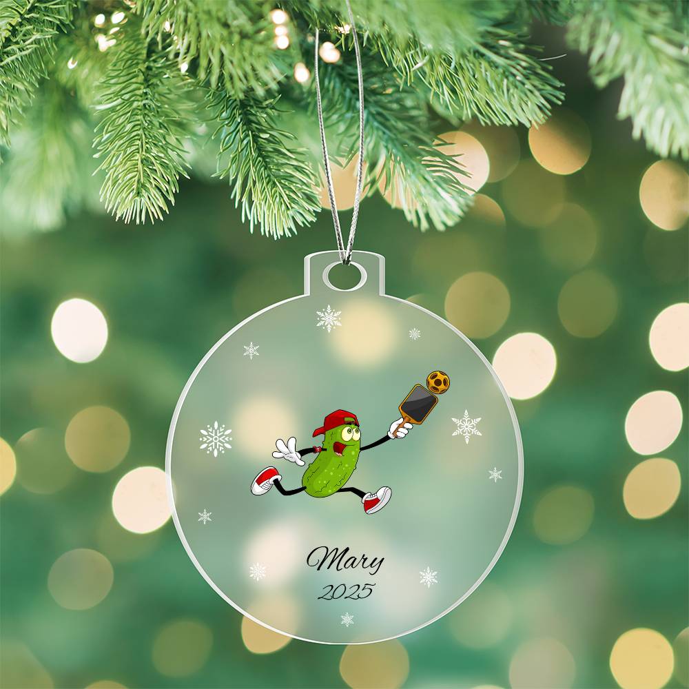 Pickleball Player Acrylic Christmas Ornament