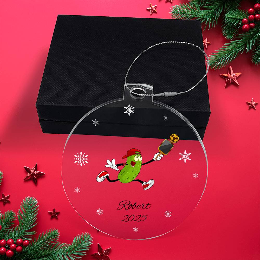 Pickleball Player Acrylic Christmas Ornament
