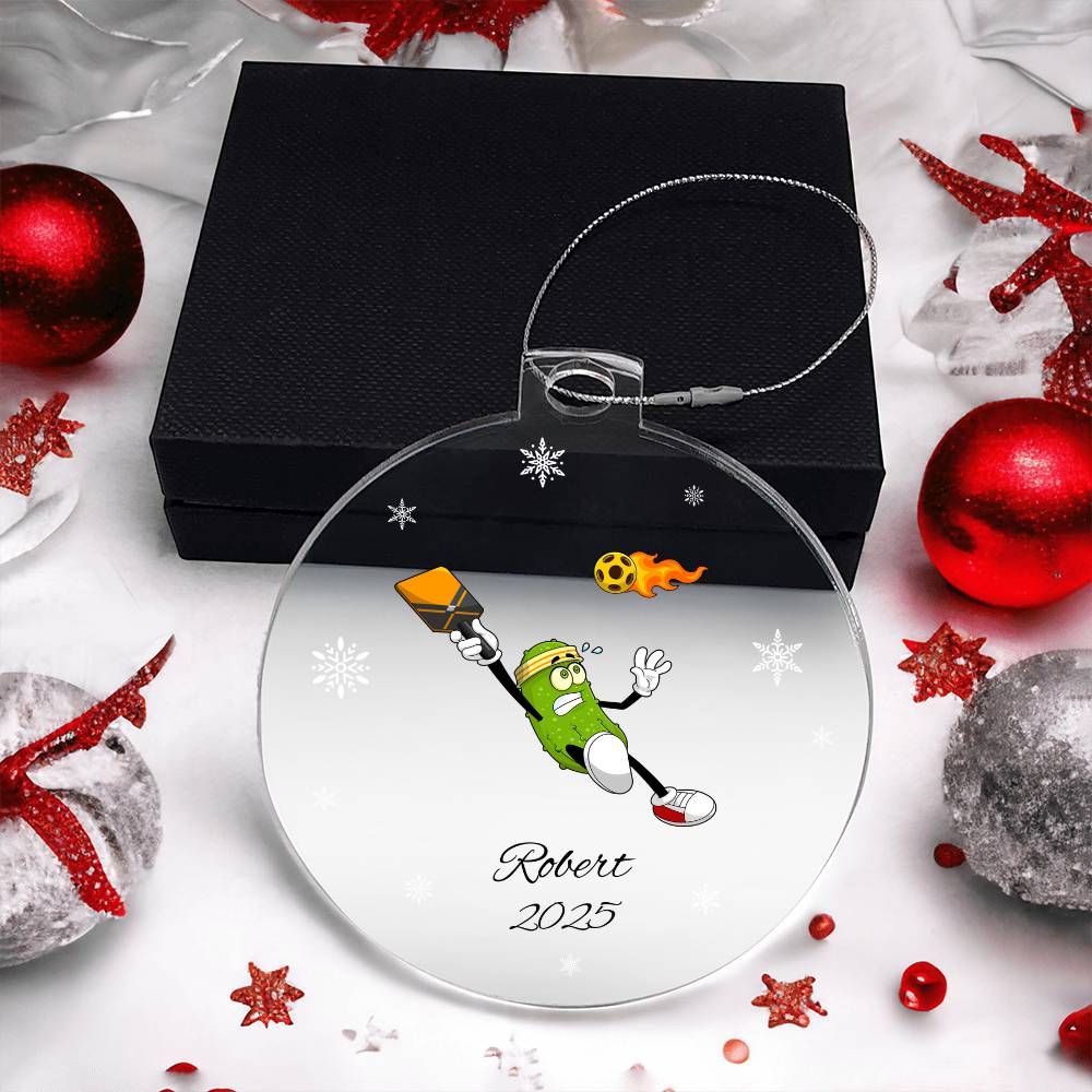 Fireball Pickleball Player Christmas ornament Pickleball Player Acrylic Christmas Ornament