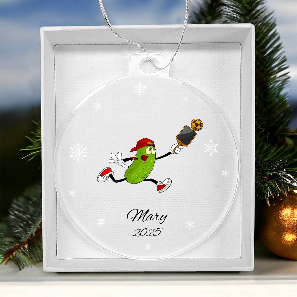 Pickleball Player Acrylic Christmas Ornament