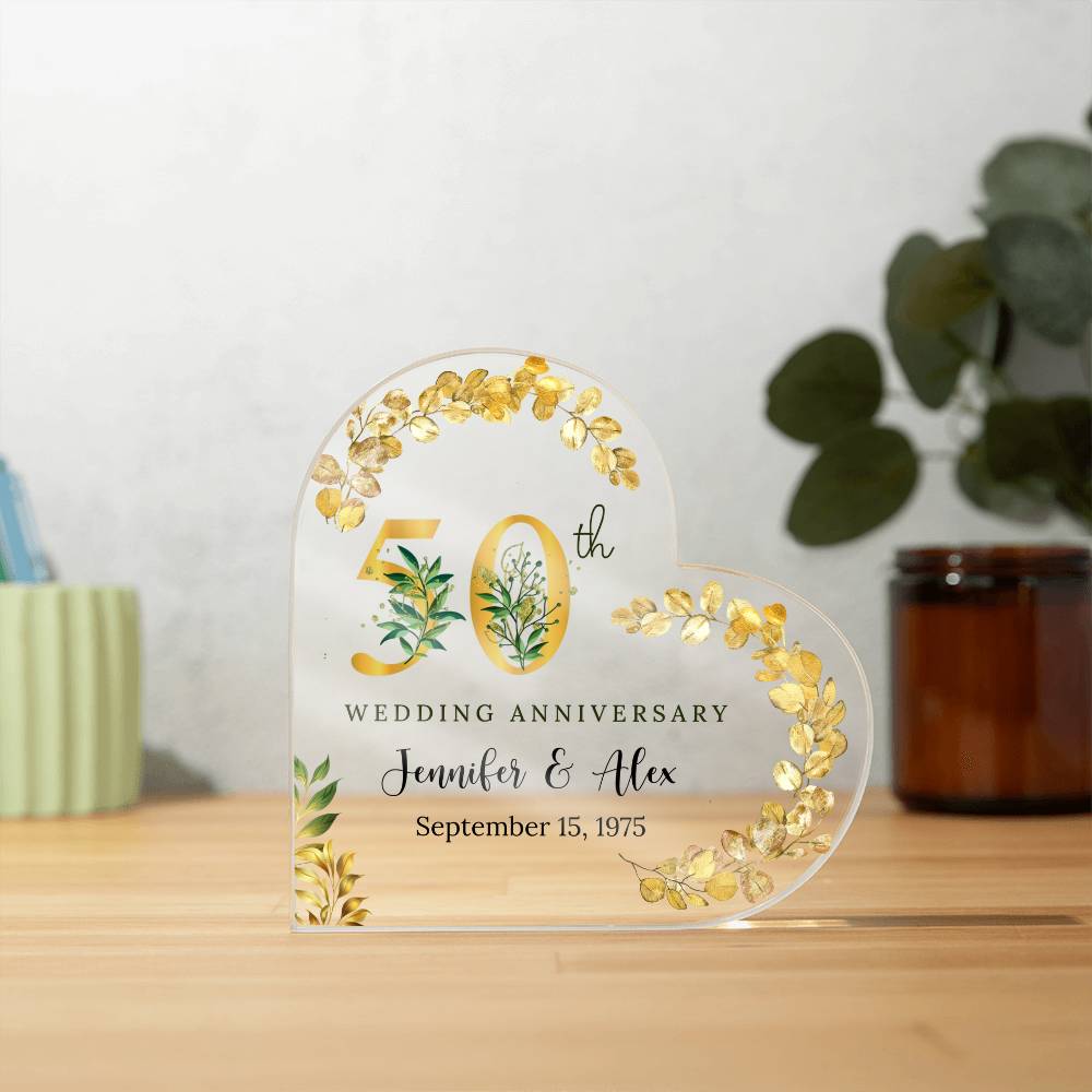 50th Anniversary Acrylic Heart Plaque