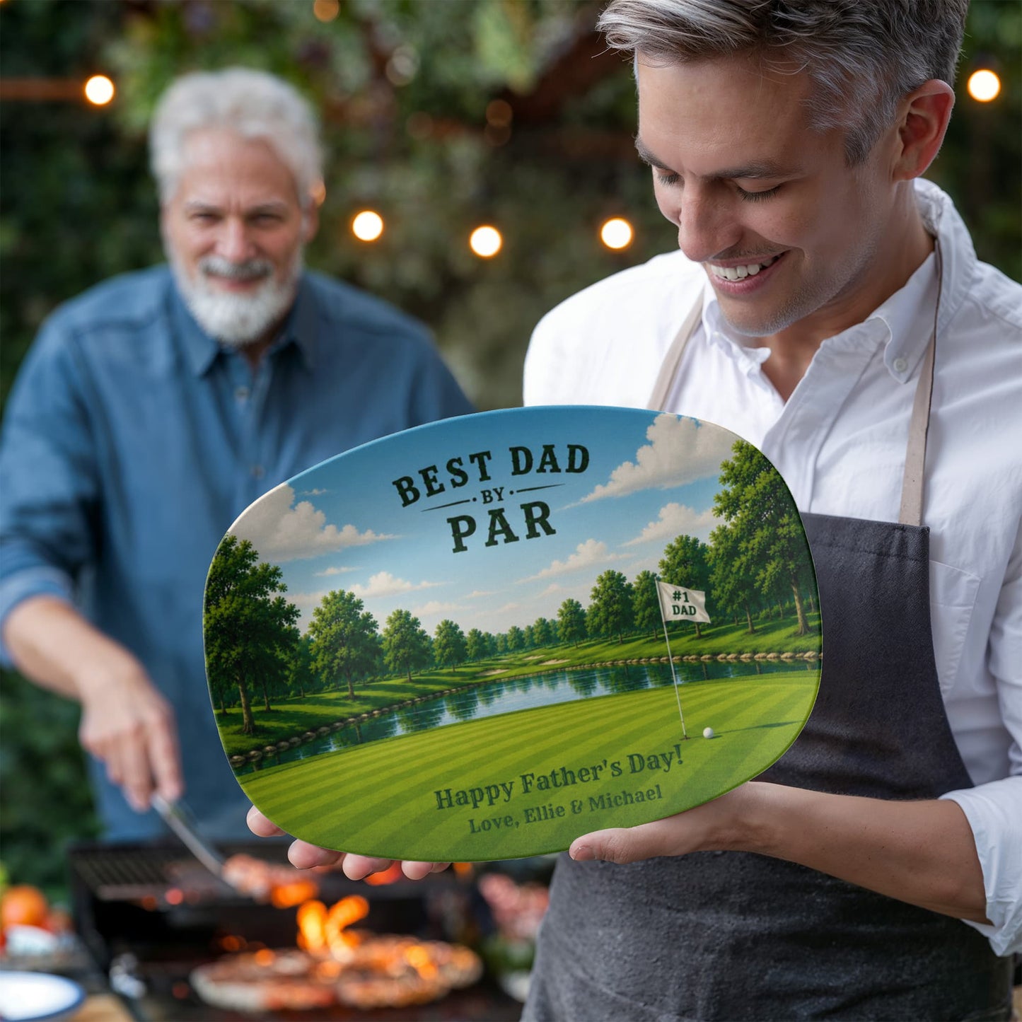 Personalized Golf Dad Serving Tray, Best Dad By Par BBQ Platter, Father's Day Gift, Custom Golf Theme Tray