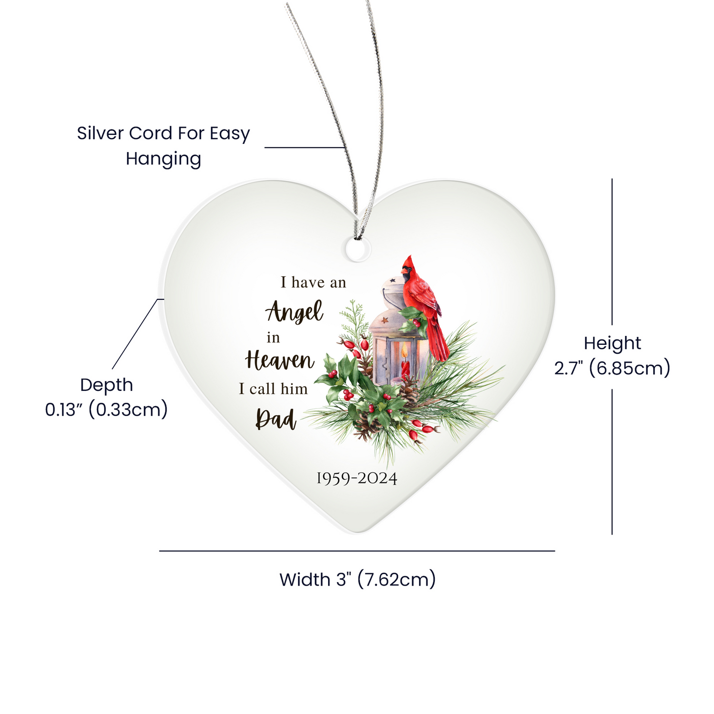 Angel Remembrance Ornaments Loss of Parents Acrylic Heart Ornament