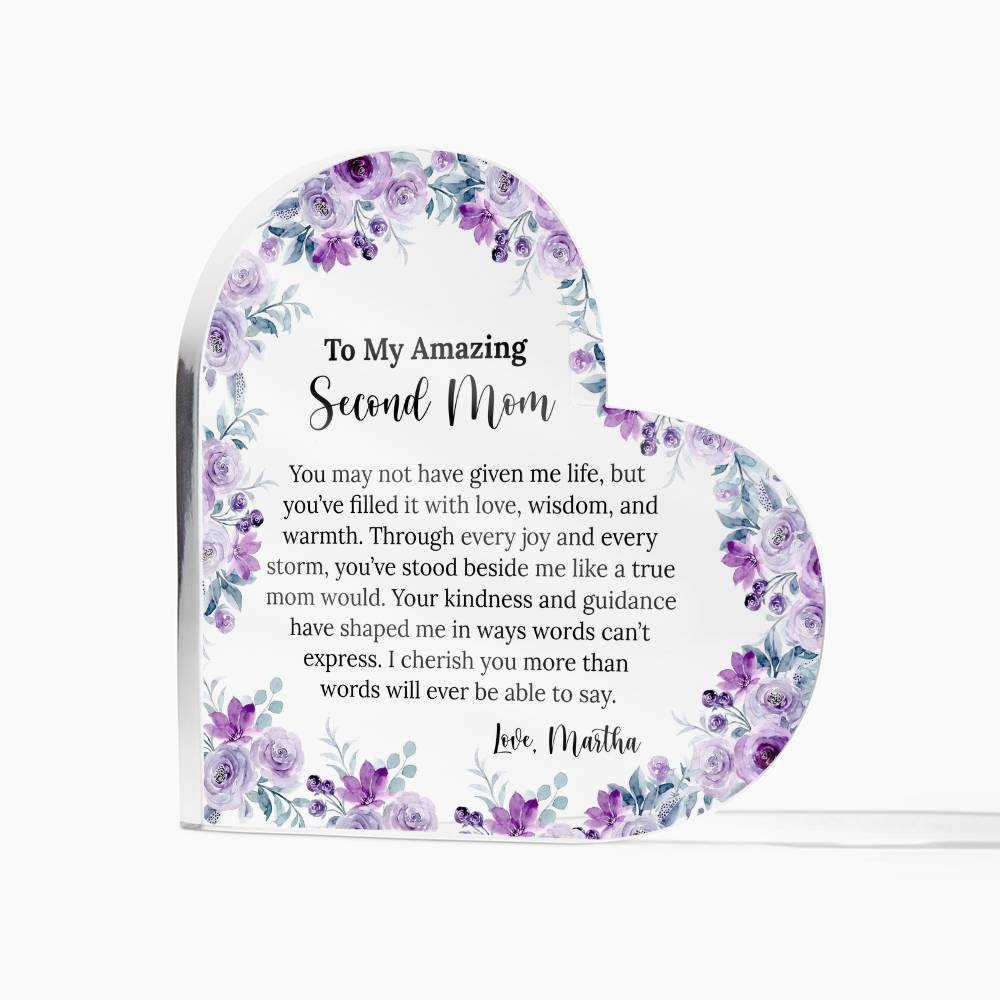 Personalized Second Mom Heart Plaque