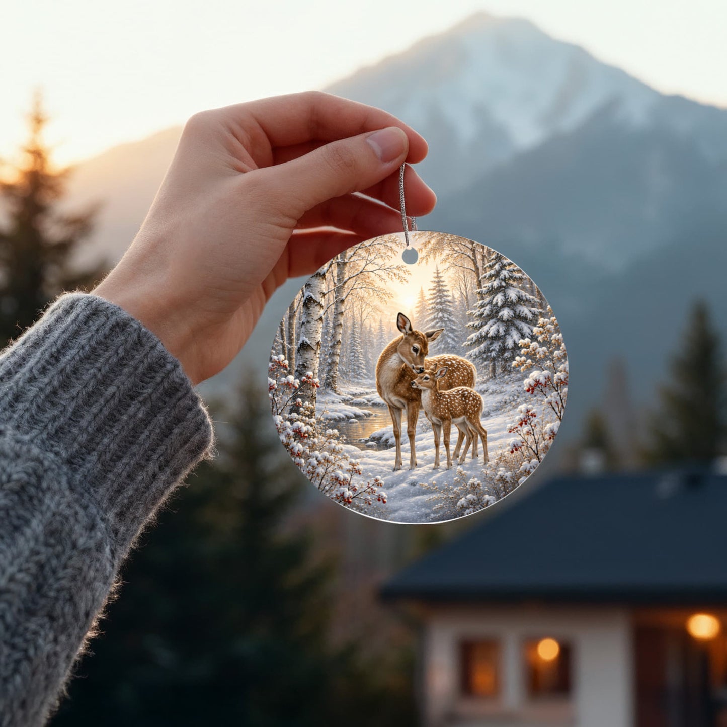 Deer Family Christmas Ornament