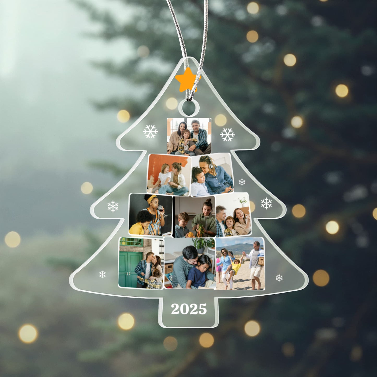 Photo Collage Family Acrylic Tree Ornament