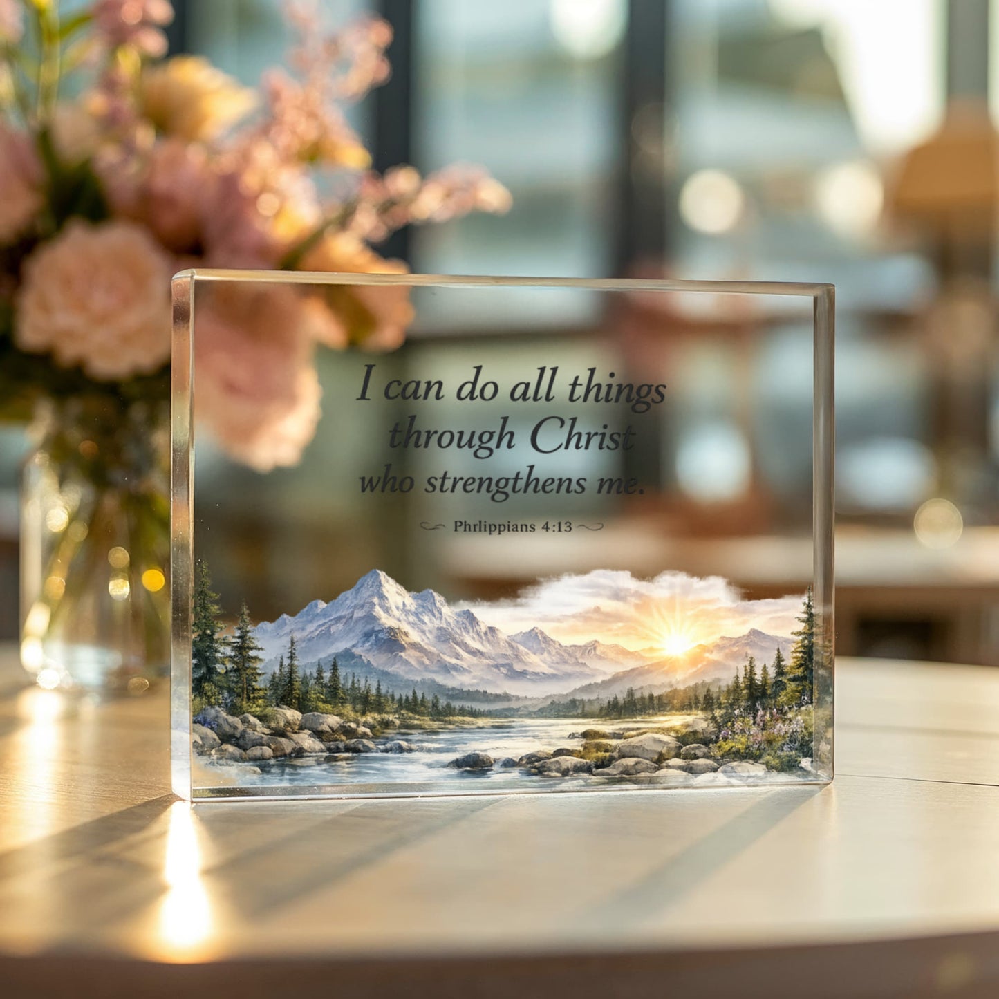 Philippians 4:13 Bible Verse Plaque, Inspirational Christian Gift, Personalized Acrylic Block Decor, Faith Encouragement Gift