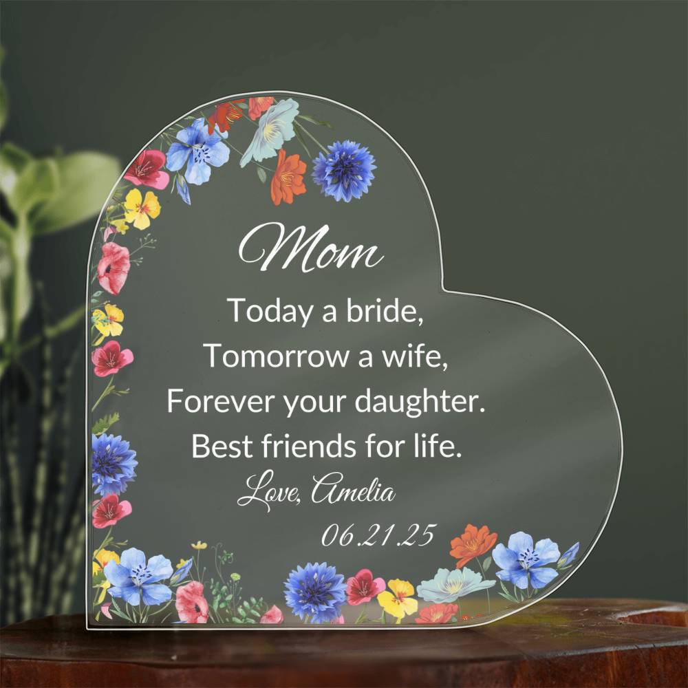 Mother of The Bride Acrylic Heart Plaque