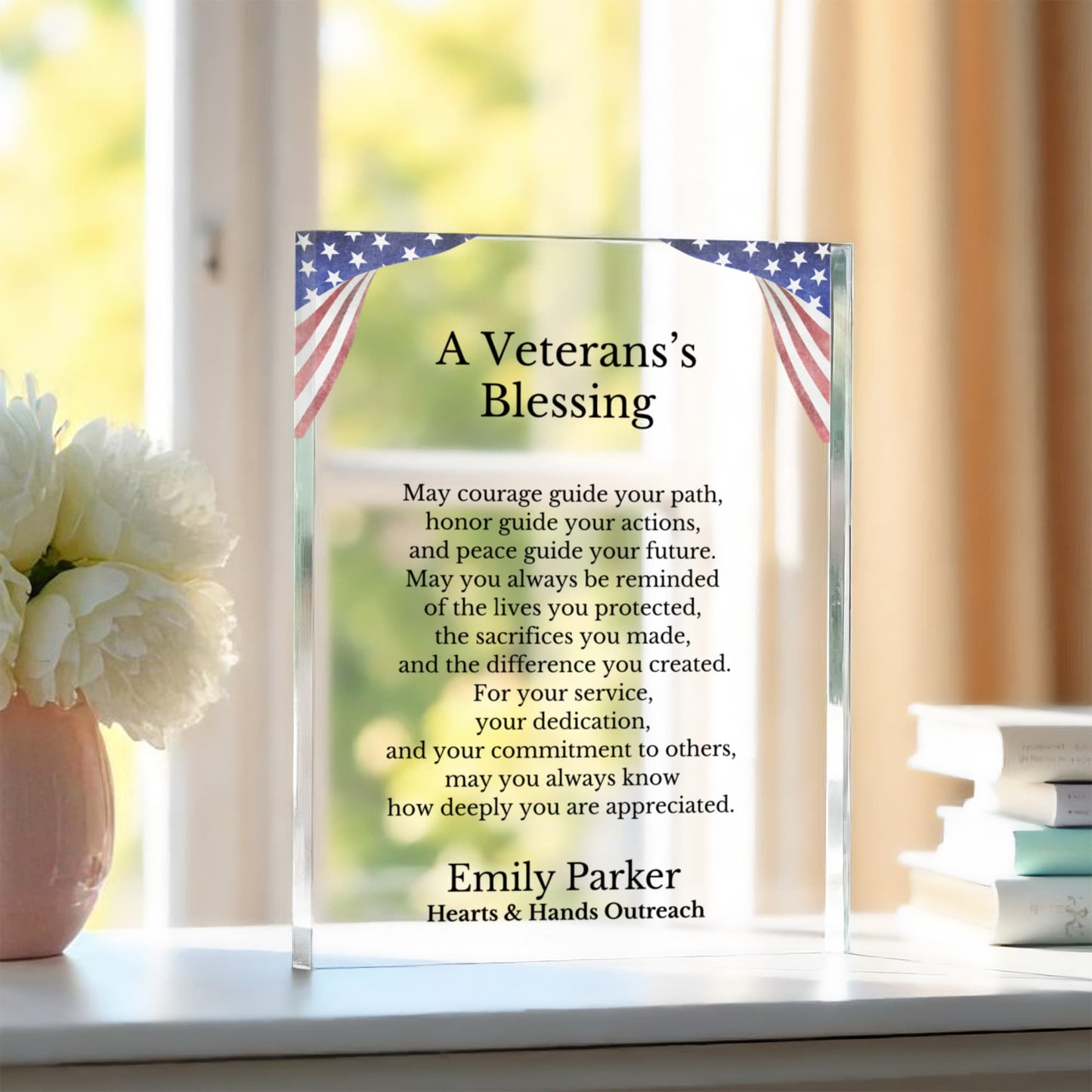 Veteran Blessing Plaque, Patriotic Acrylic Block, Military Recognition Gift, Personalized Desk Decor, Hero Gift for Veterans