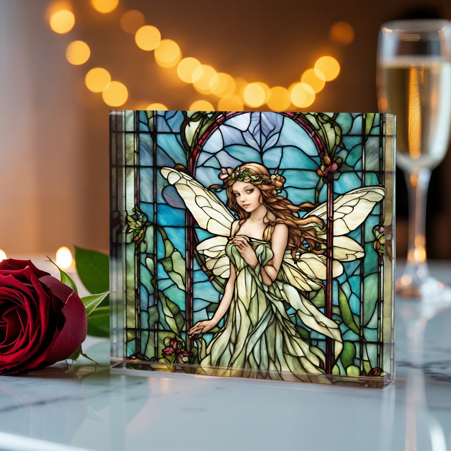 Mystical Fairy Stained Glass Acrylic Decor