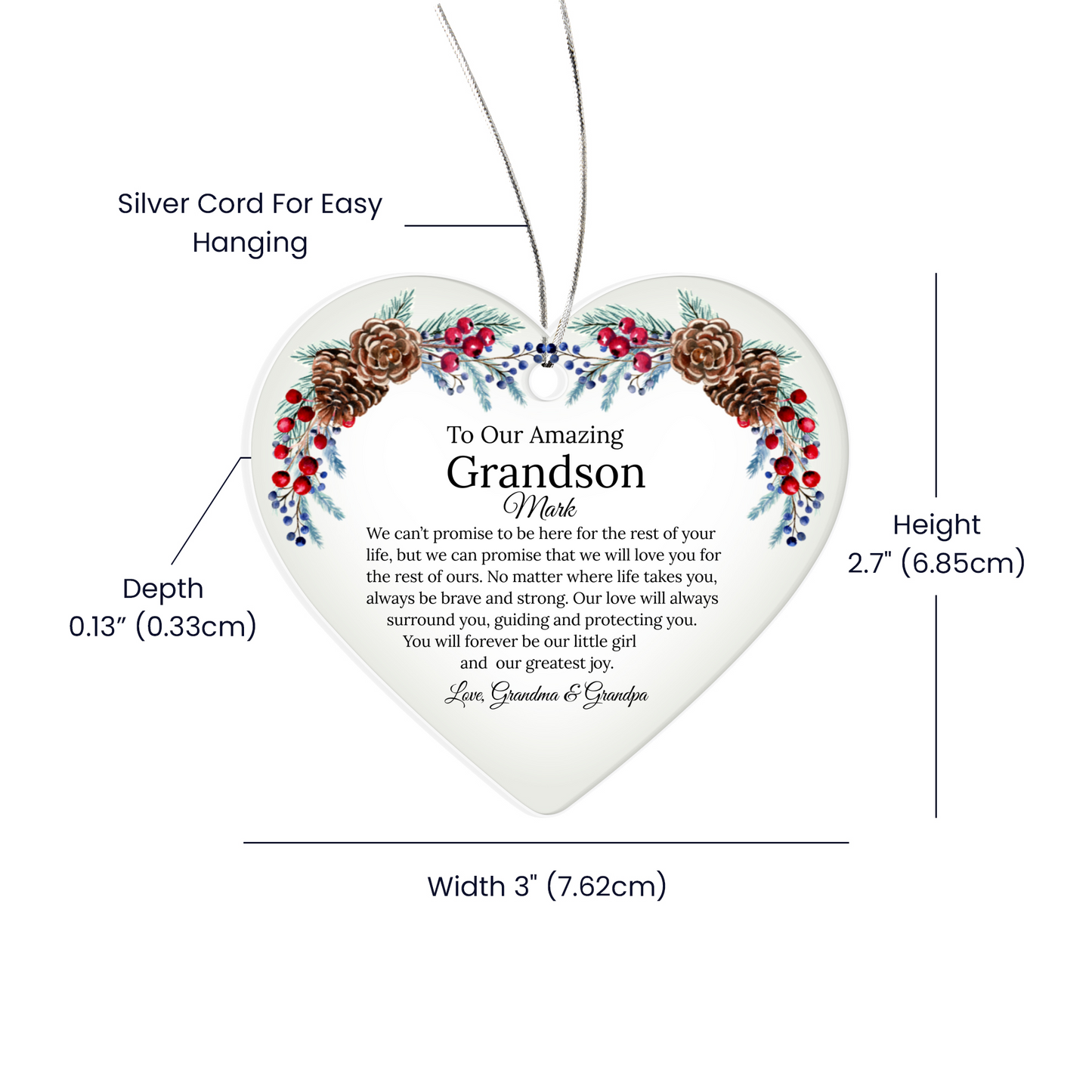 Grandson Acrylic Heart Ornament