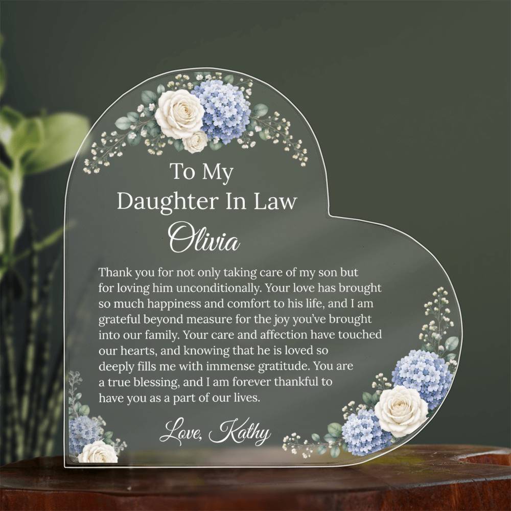 Personalized Heart Acrylic Plaque Gift for Daughter-In-Law