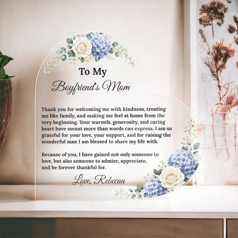 Boyfriend's Mom Heart Plaque Gift