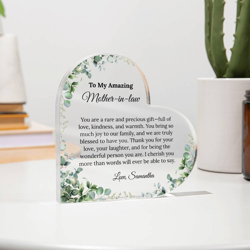Personalized Mother in Law Heart Plaque