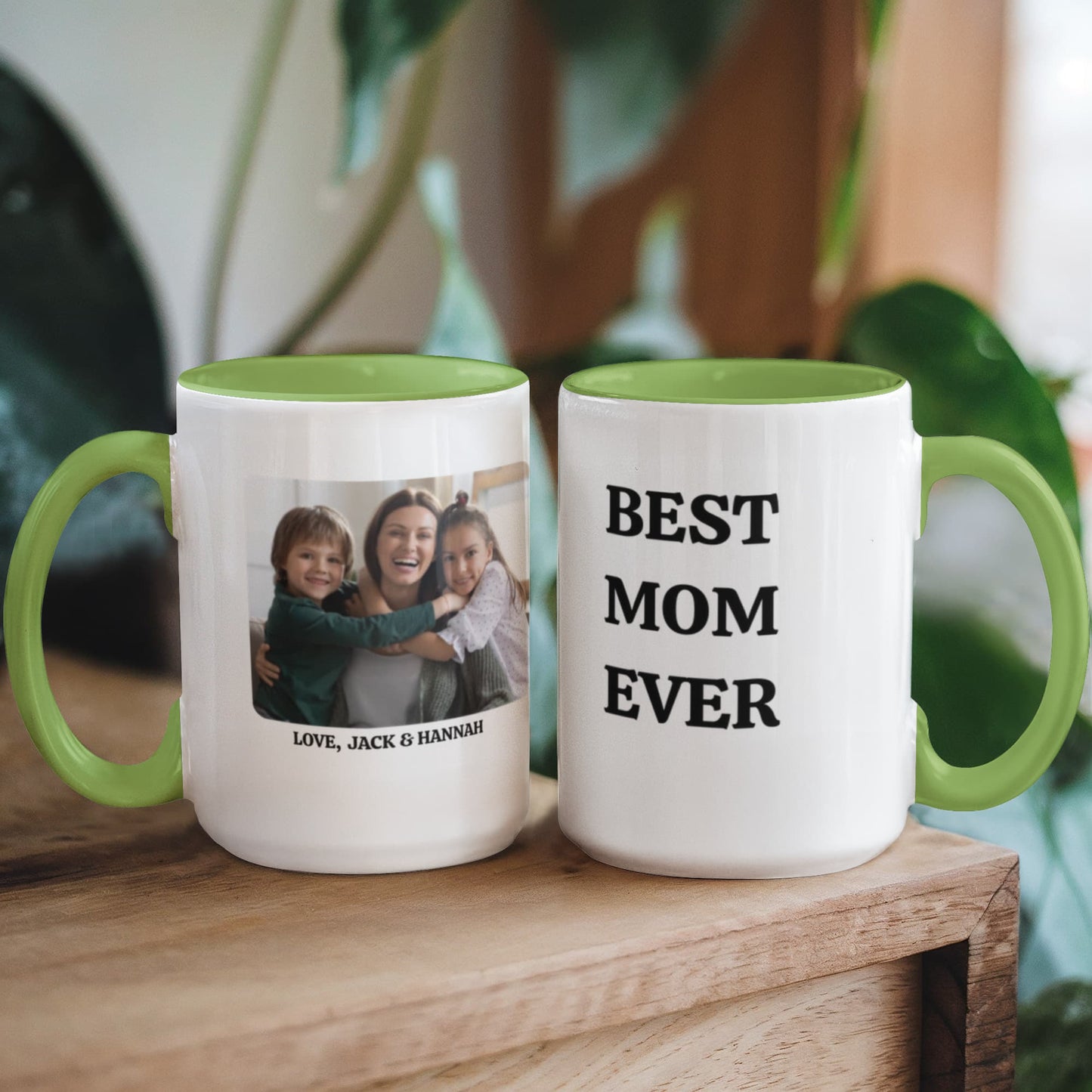 Best Mom Ever Photo Mug, Customizable Two-Tone Coffee Cup, Mother's Day Gift, Personalized Mom Mug, Ceramic Keepsake, Photo Gifts