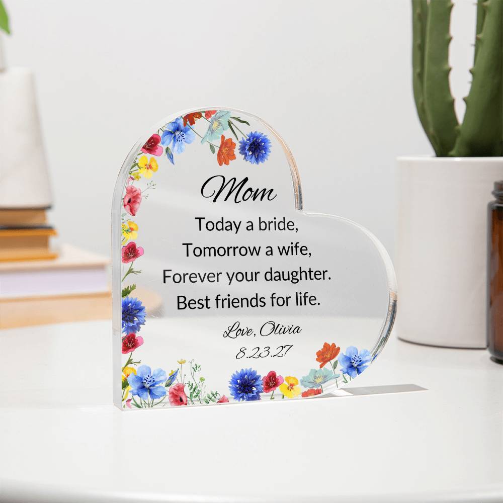 Mother of The Bride Acrylic Heart Plaque