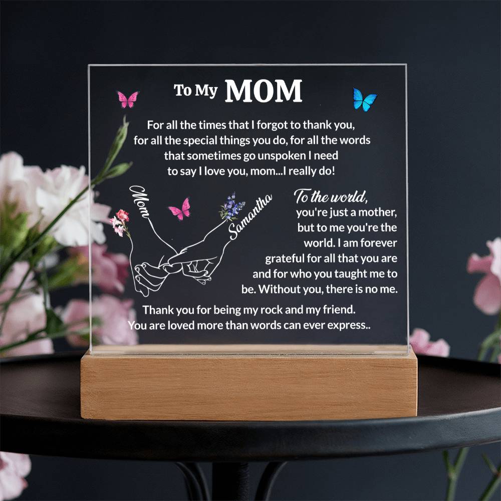 Personalized Mom and Daughter Birthflower Led Lighted Plaque Gift