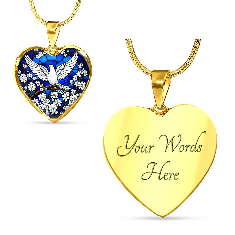 Holy Spirit Dove Engraved Pendant Necklace