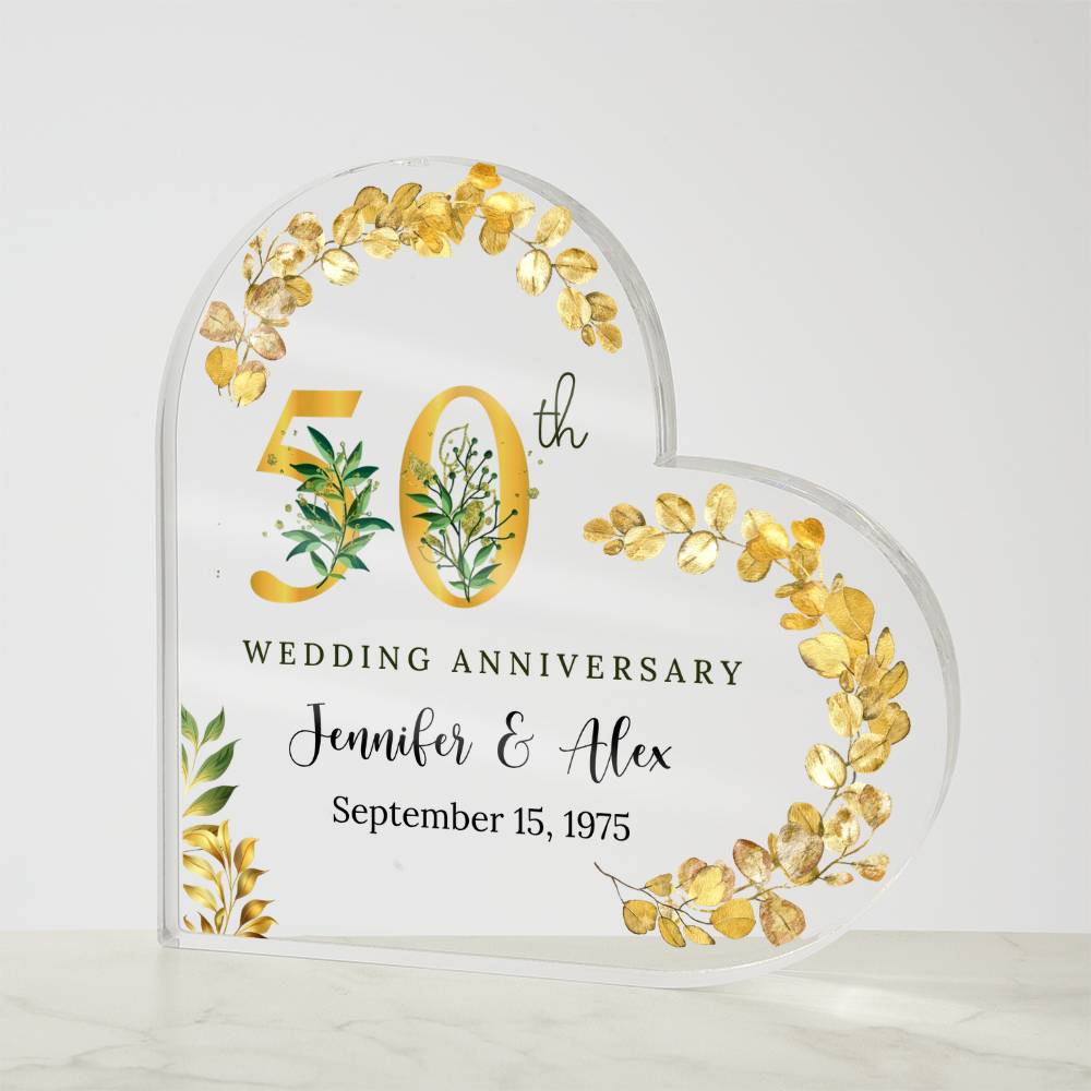 50th Anniversary Acrylic Heart Plaque