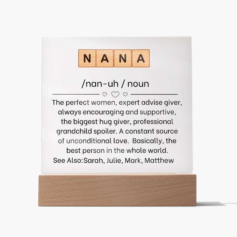 Custom Nana Acrylic Plaque Gift for Grandmother