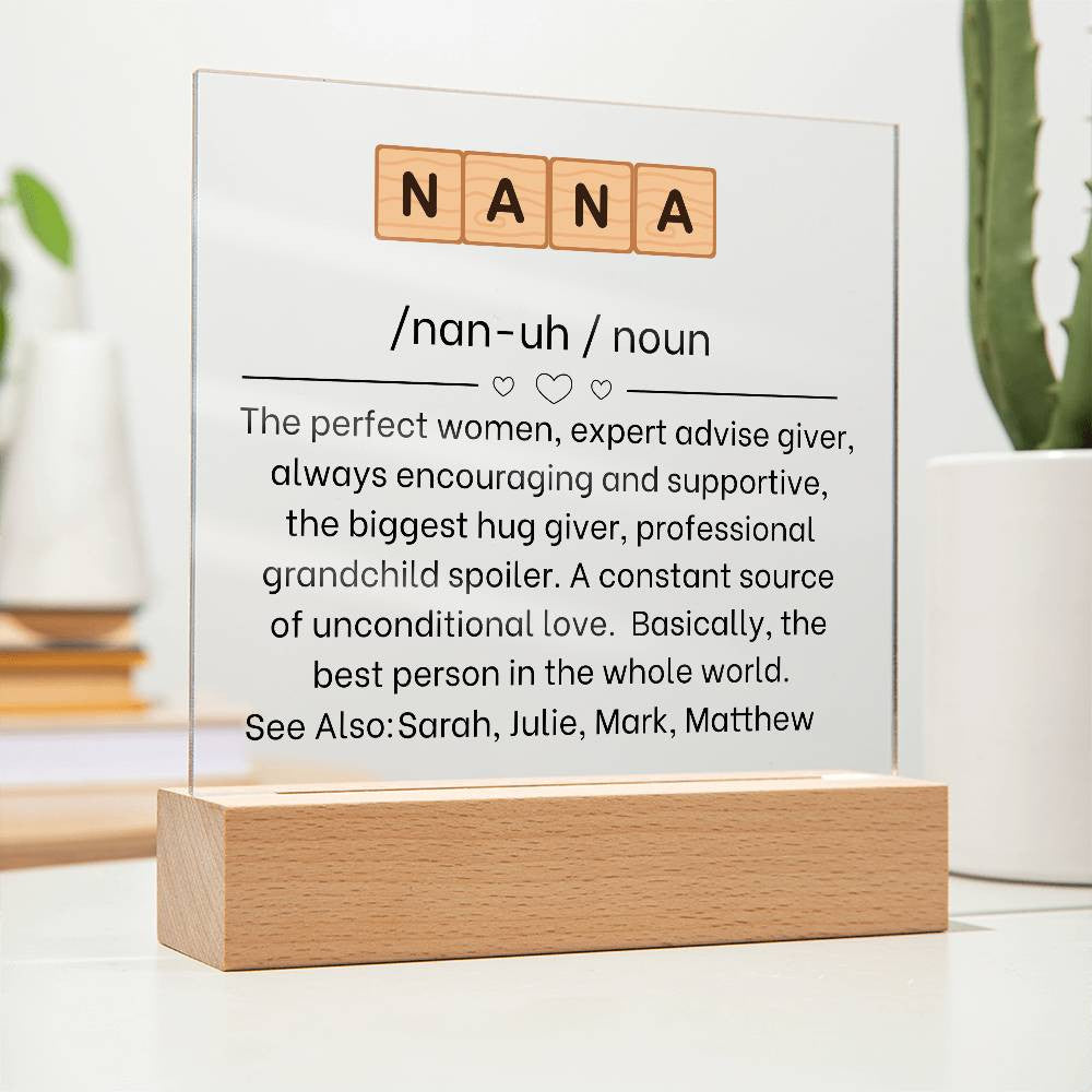 Custom Nana Acrylic Plaque Gift for Grandmother