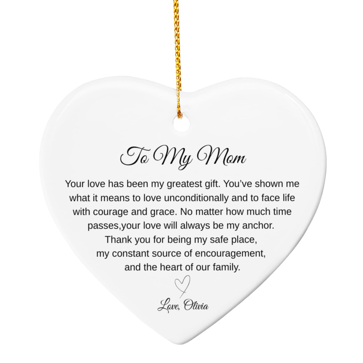 To My Mom Ceramic Heart Ornament